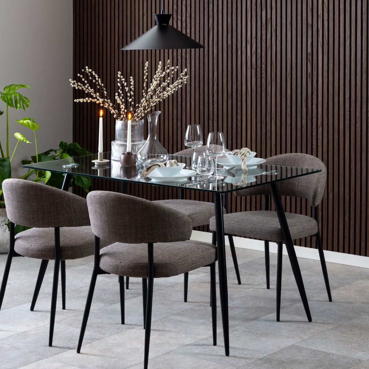 Glass Dining Table for 4 to 6 People Rectangular - Wilma