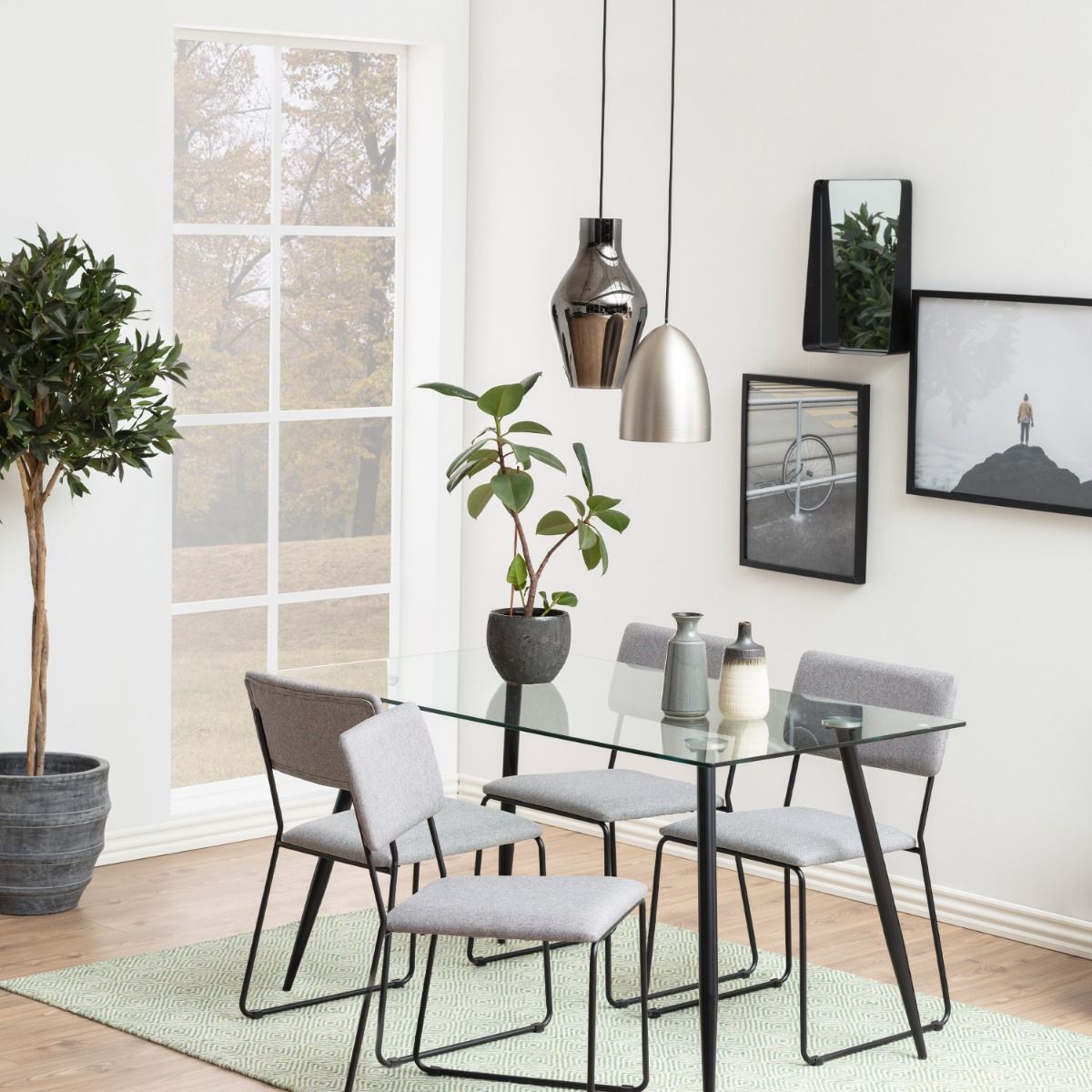 Glass Dining Table for 4 to 6 People Rectangular - Wilma