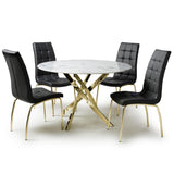 Glass Dining Table With Gold Legs 120cm With 4 Jenner Chairs - Astoria