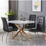 Glass Dining Table With Gold Legs 120cm With 4 Jenner Chairs - Astoria