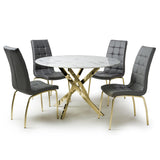 Glass Dining Table With Gold Legs 120cm With 4 Jenner Chairs - Astoria