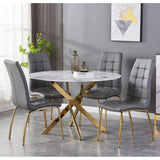 Glass Dining Table With Gold Legs 120cm With 4 Jenner Chairs - Astoria
