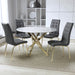 Glass Dining Table With Gold Legs 120cm With 4 Jenner Chairs - Astoria