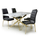 Glass Dining Table With Gold Legs 160cm With 4 Jenner Chairs - Astoria