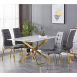 Glass Dining Table With Gold Legs 160cm With 4 Jenner Chairs - Astoria