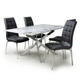Glass Dining Table With Silver Legs 160cm With 4 Jenner Chairs - Astoria