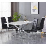 Glass Dining Table With Silver Legs 160cm With 4 Jenner Chairs - Astoria