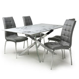 Glass Dining Table With Silver Legs 160cm With 4 Jenner Chairs - Astoria