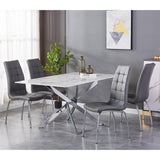 Glass Dining Table With Silver Legs 160cm With 4 Jenner Chairs - Astoria