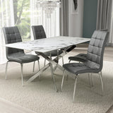 Glass Dining Table With Silver Legs 160cm With 4 Jenner Chairs - Astoria