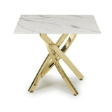 Glass End Table Square in White Marble Effect - Astoria