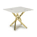 Glass End Table Square in White Marble Effect - Astoria