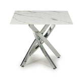 Glass End Table Square in White Marble Effect - Astoria