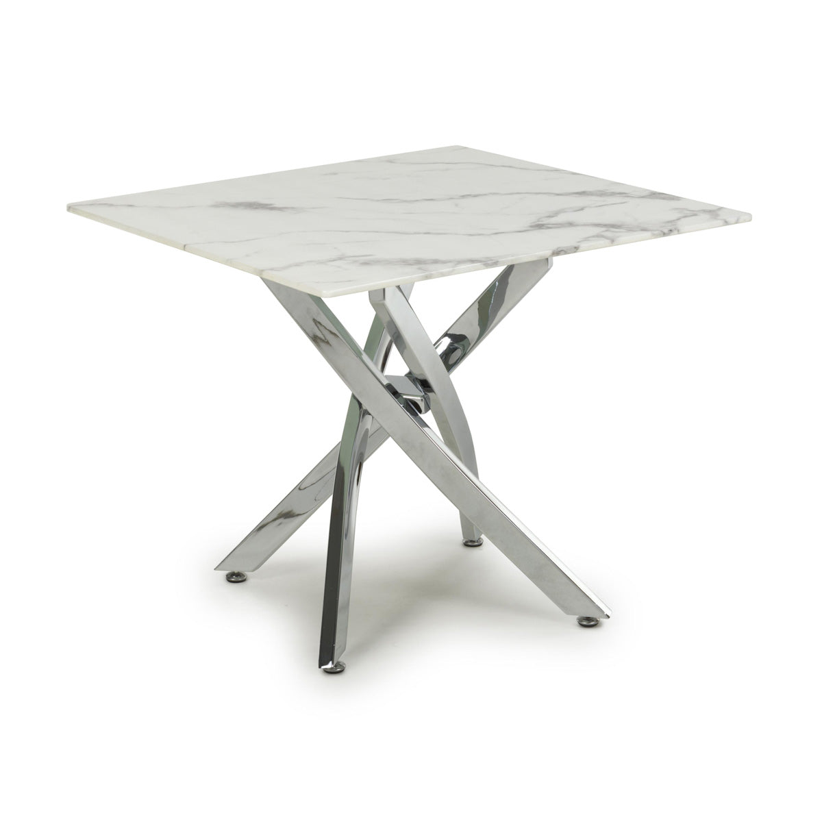 Glass End Table Square in White Marble Effect - Astoria
