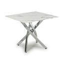 Glass End Table Square in White Marble Effect - Astoria