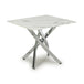 Glass End Table Square in White Marble Effect - Astoria