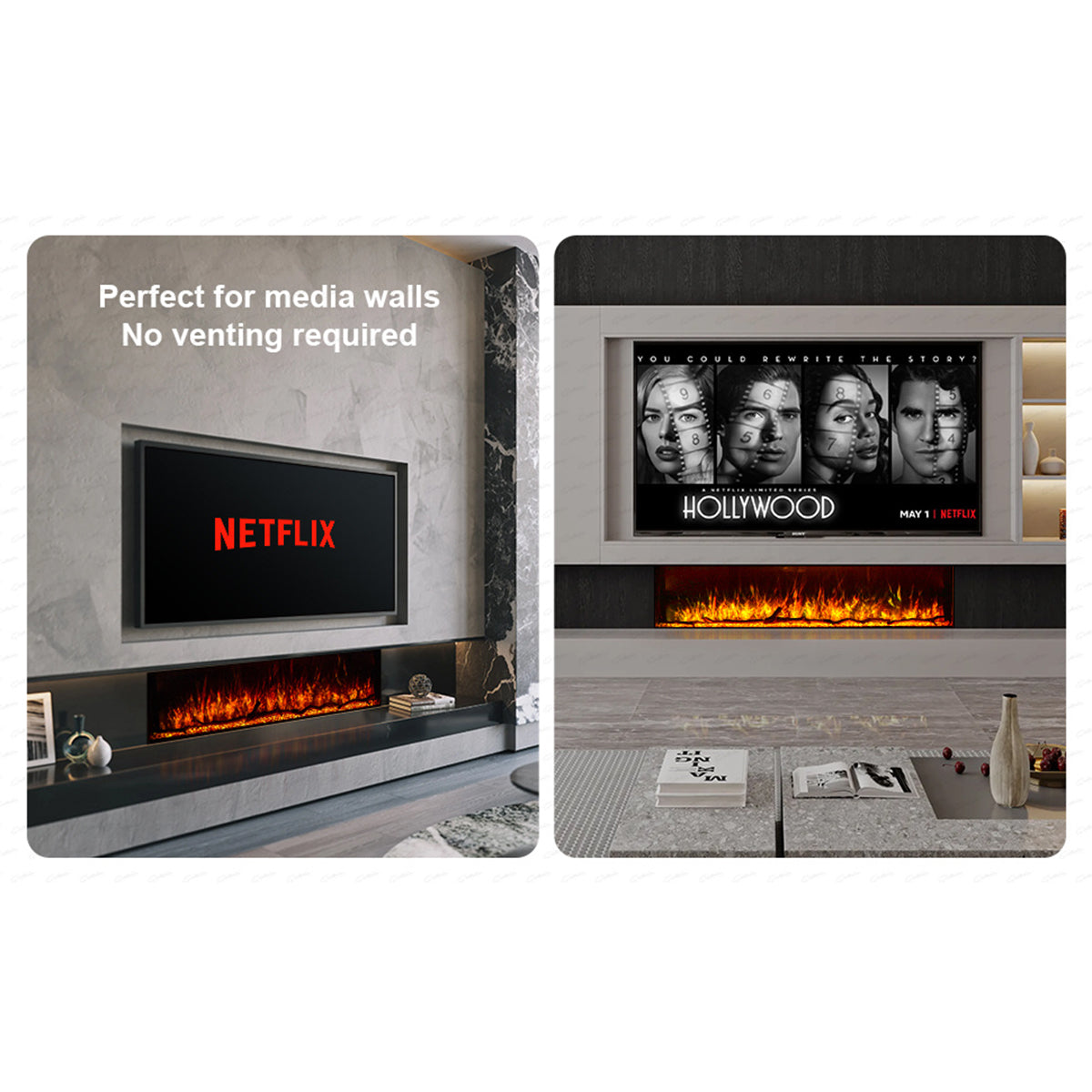 Glass Fronted Borderless And Frameless Electric Fire 71 Inch - Clarendon