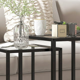 Glass Nest Of 2 Tables 42cm Wide With Steel Frame - Velmora