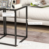 Glass Nest Of 2 Tables 42cm Wide With Steel Frame - Velmora