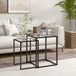 Glass Nest Of 2 Tables 42cm Wide With Steel Frame - Velmora