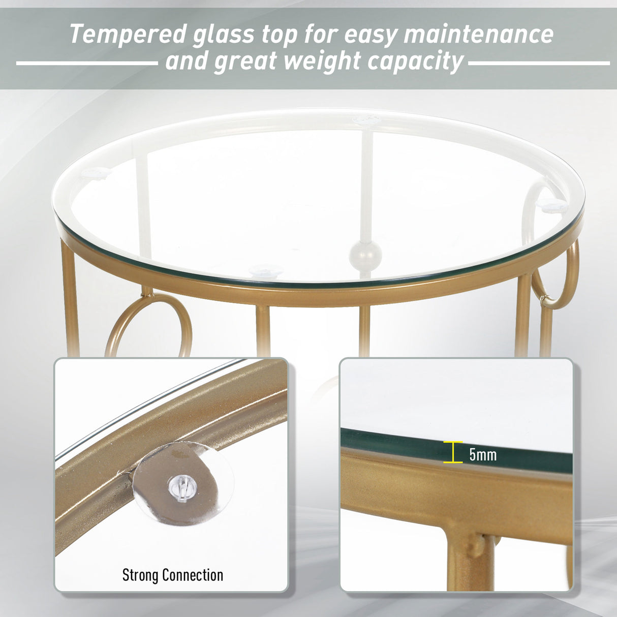Glass Nesting Coffee Tables in Set of 2 Round - Velmora