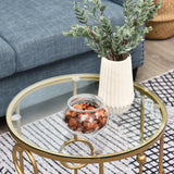 Glass Nesting Coffee Tables in Set of 2 Round - Velmora