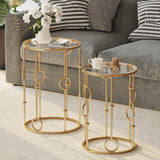 Glass Nesting Coffee Tables in Set of 2 Round - Velmora