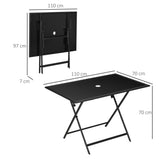 Glass Outdoor Dining Table for 6 People With Parasol Hole Rectangular - Velmora