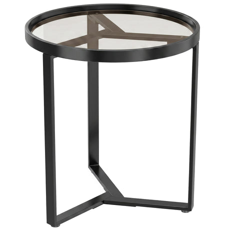 Glass Side Table 45cm Wide With Gold Metal Frame - Velmora