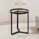 Glass Side Table 45cm Wide With Gold Metal Frame - Velmora