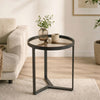 Glass Side Table 45cm Wide With Gold Metal Frame - Velmora