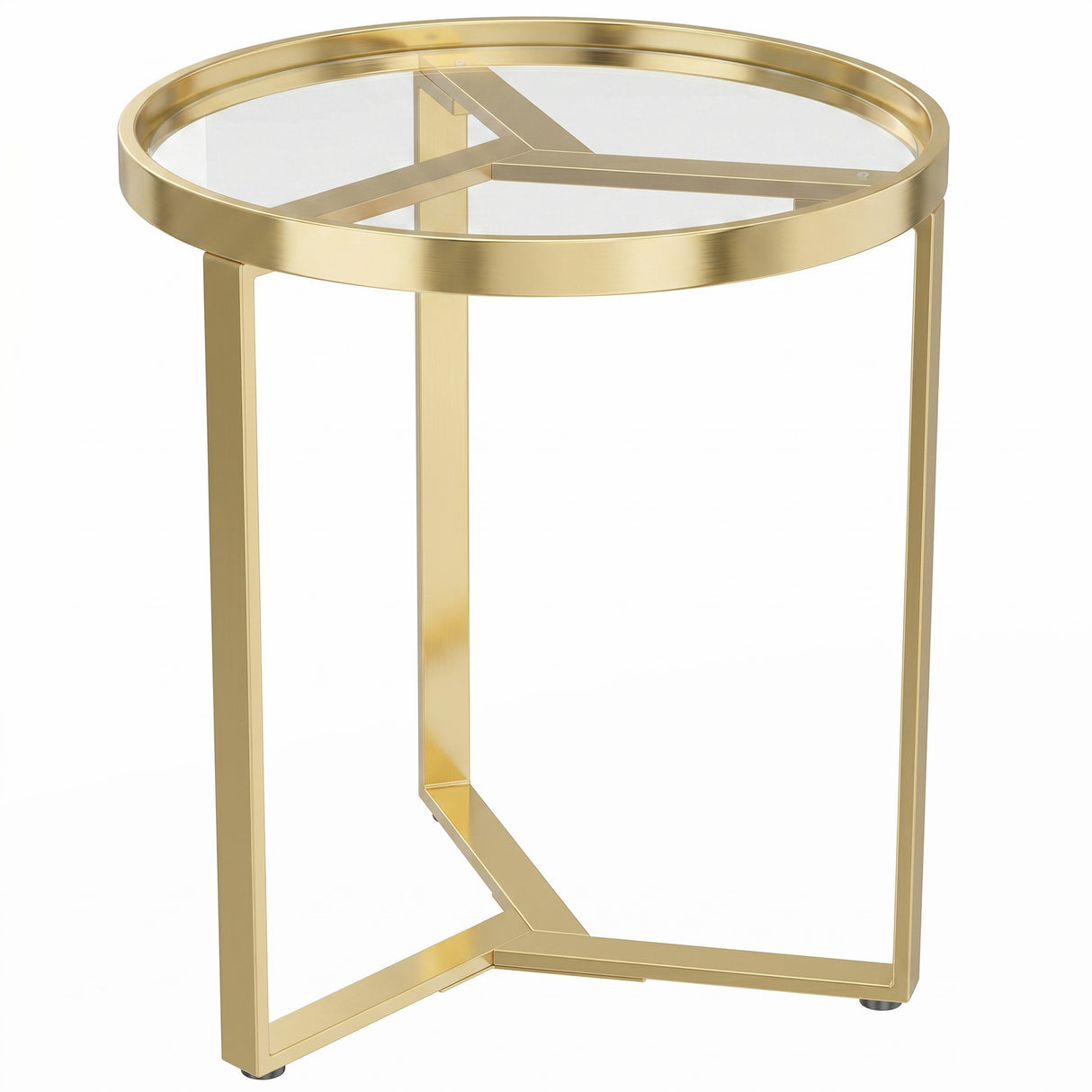 Glass Side Table 45cm Wide With Gold Metal Frame - Velmora