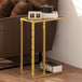 Glass Side Table 46cm Wide With Gold Steel Frame - Velmora