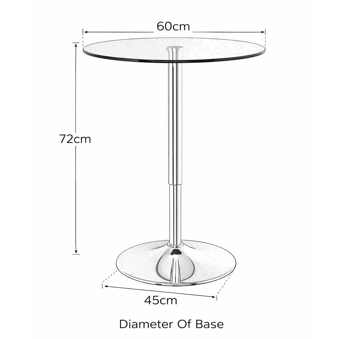 Glass Top Bar Table Round 72cm High - Chiswick