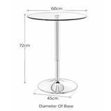 Glass Top Bar Table Round 72cm High - Chiswick