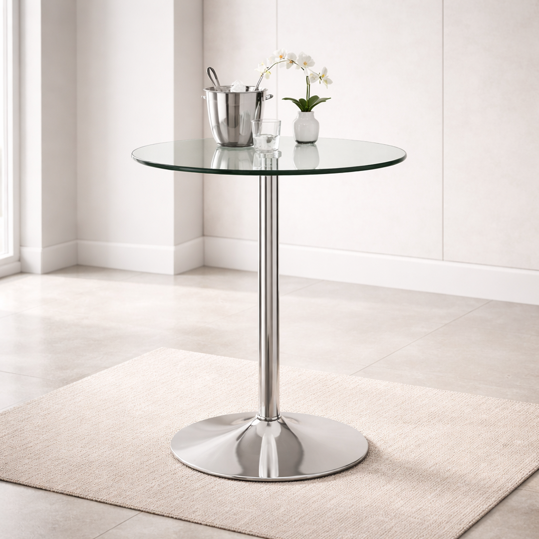 Glass Top Bar Table Round 89cm High - Chiswick