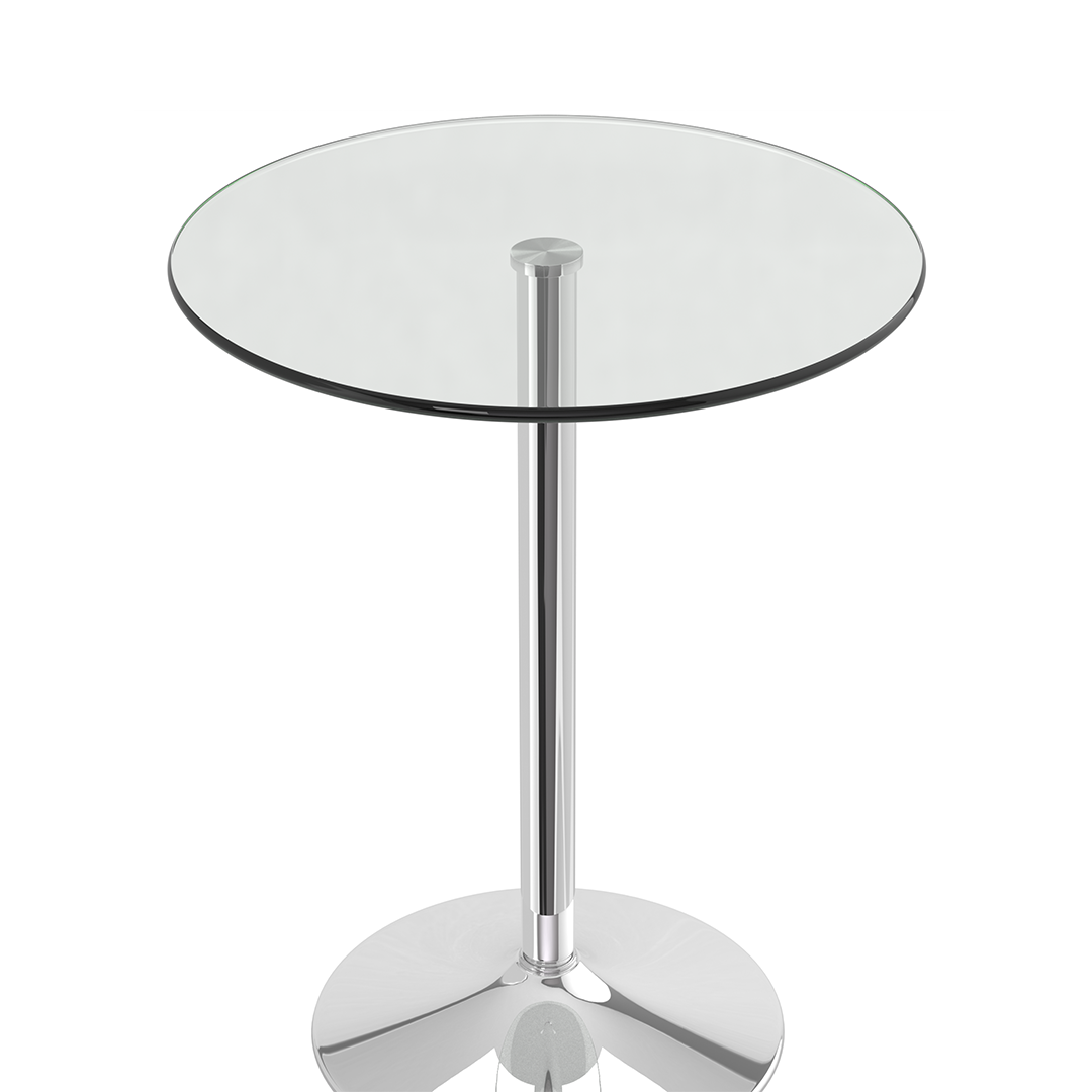 Glass Top Bar Table Round Poseur 105cm High - Chiswick