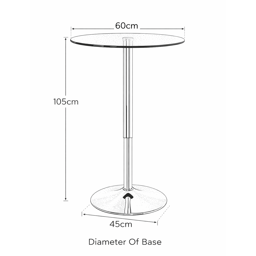 Glass Top Bar Table Round Poseur 105cm High - Chiswick