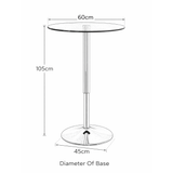 Glass Top Bar Table Round Poseur 105cm High - Chiswick