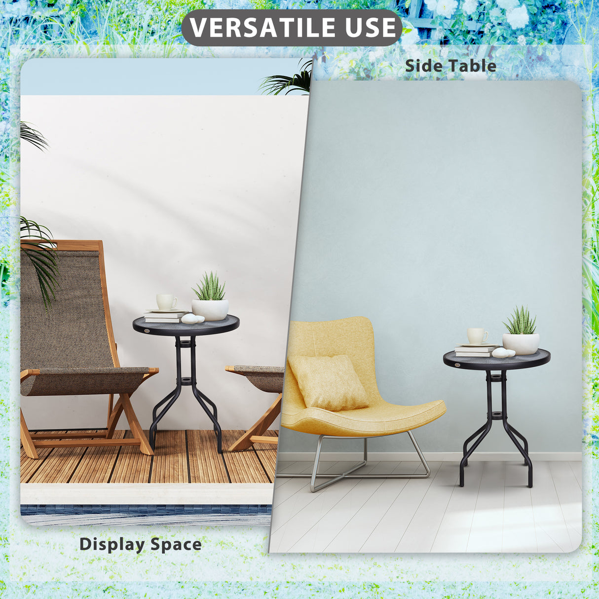 Glass Top Bistro Garden Coffee Table Round - Velmora