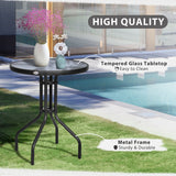 Glass Top Bistro Garden Coffee Table Round - Velmora