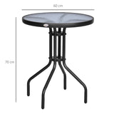 Glass Top Bistro Garden Coffee Table Round - Velmora