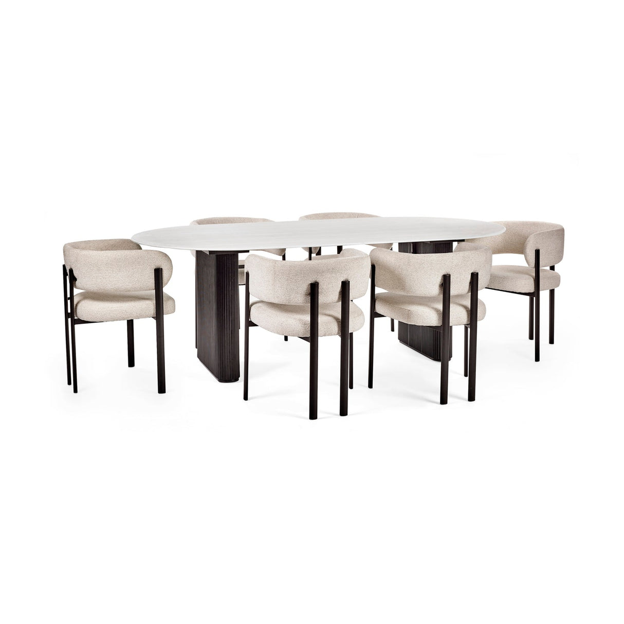 Glass Top Dining Table for 4 to 6 People Oval - Bolivia