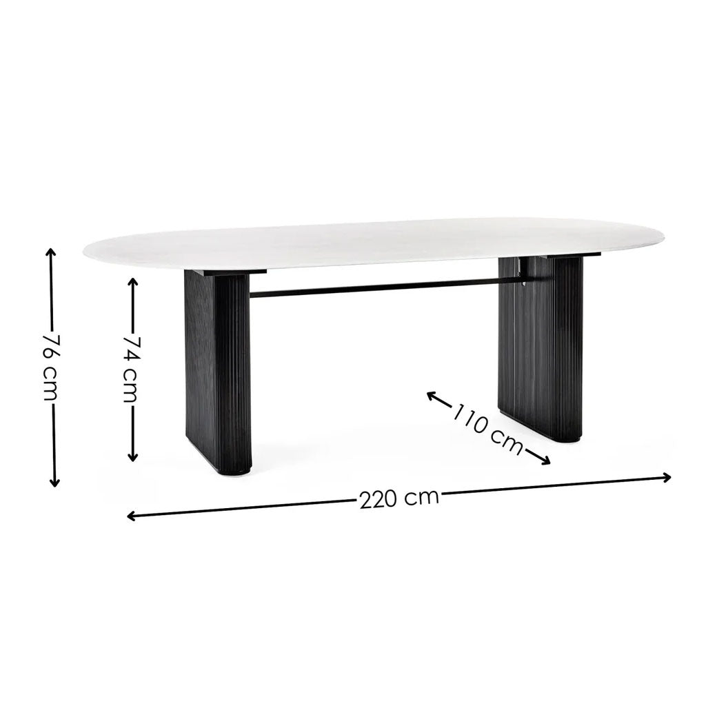 Glass Top Dining Table for 4 to 6 People Oval - Bolivia