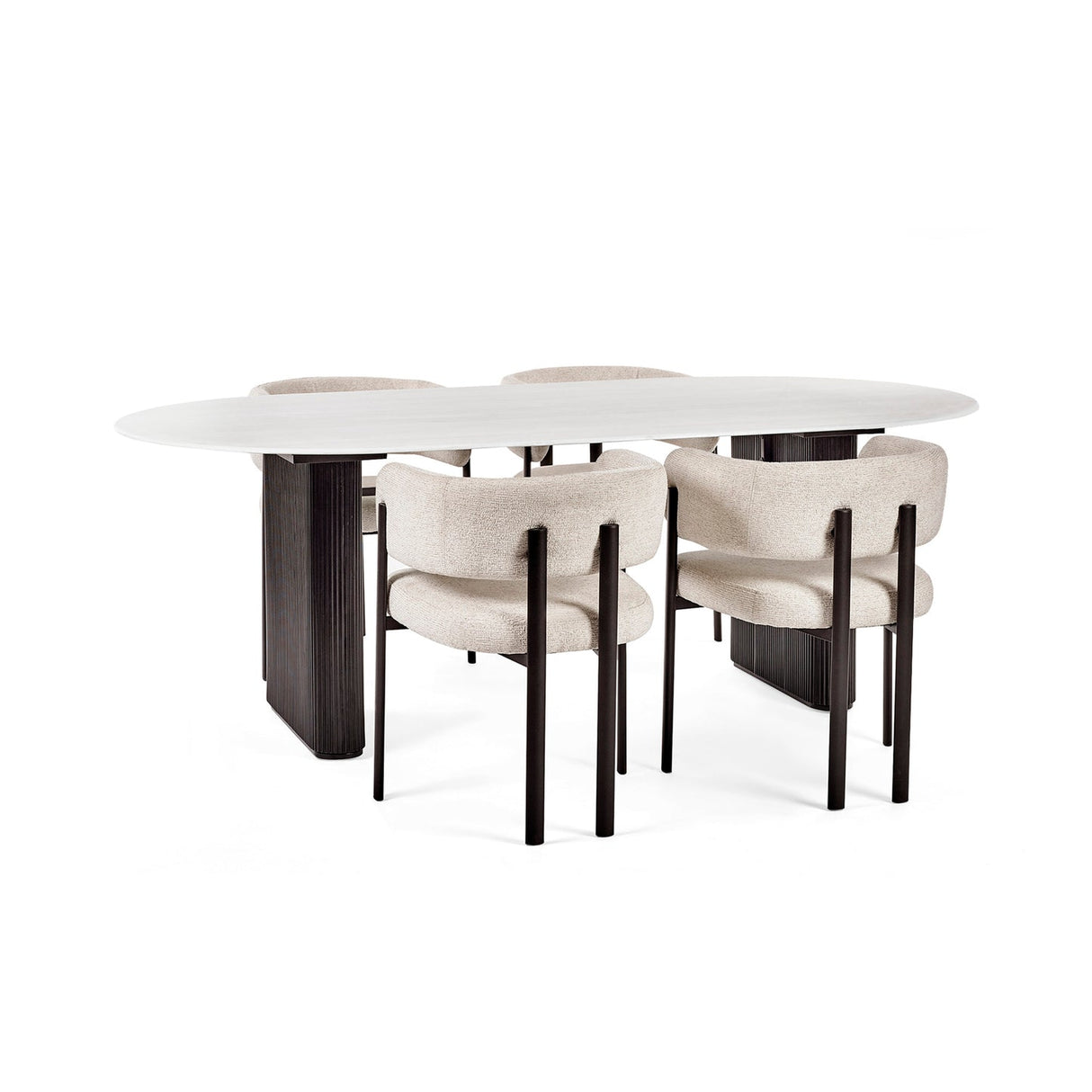 Glass Top Dining Table for 4 to 6 People Oval - Bolivia