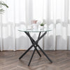 Glass Top Dining Table Round for 4 People With Steel Legs - Velmora