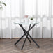 Glass Top Dining Table Round for 4 People With Steel Legs - Velmora