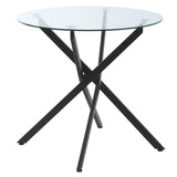 Glass Top Dining Table Round for 4 People With Steel Legs - Velmora