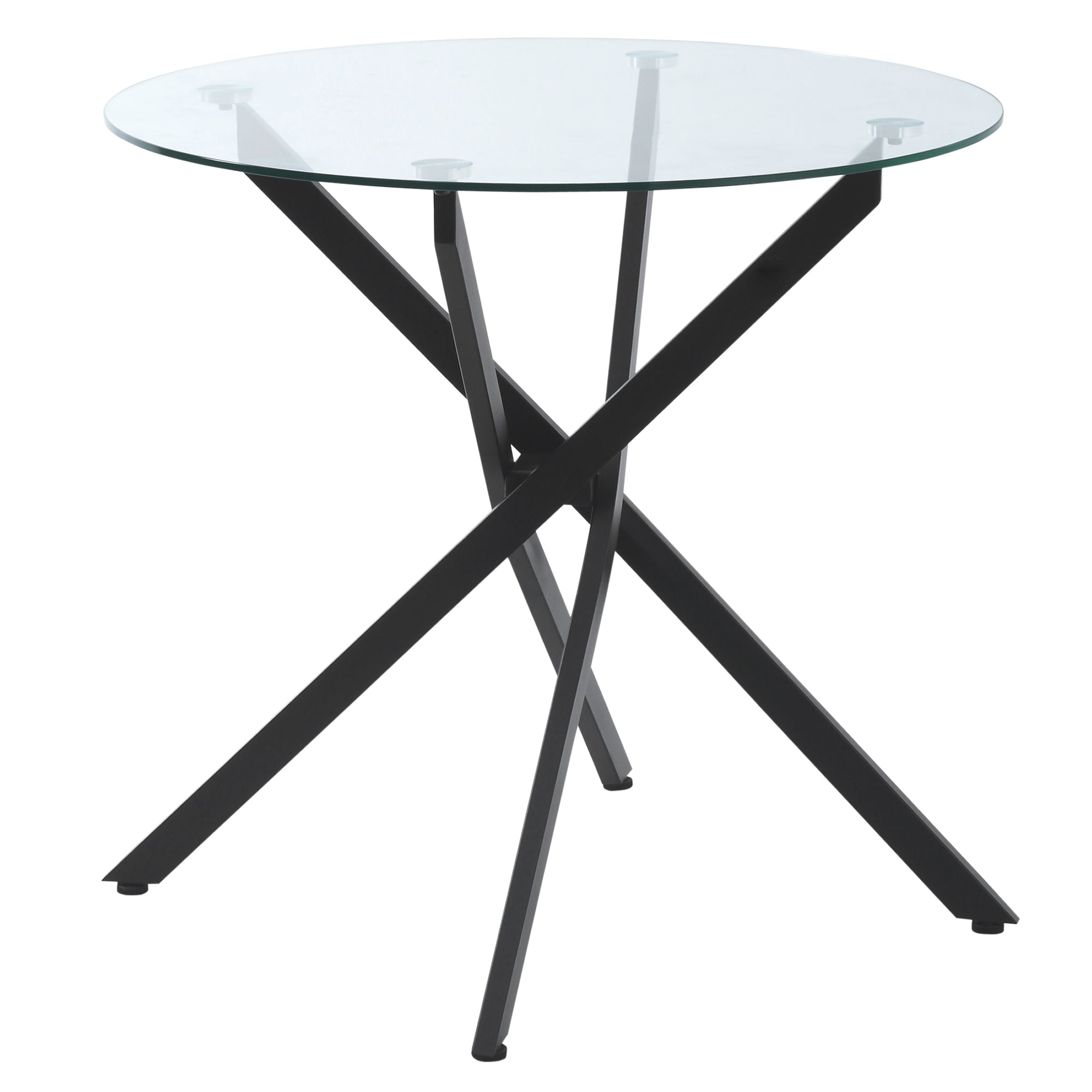 Glass Top Dining Table Round for 4 People With Steel Legs - Velmora