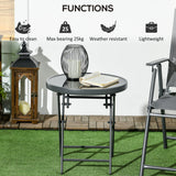 Glass Top Folding Garden Side Table Round - Velmora